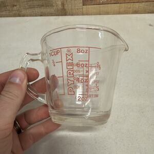 Vintage Pyrex 508 Measuring Cup 1 Cup 8 oz Red Writing Made In USA
